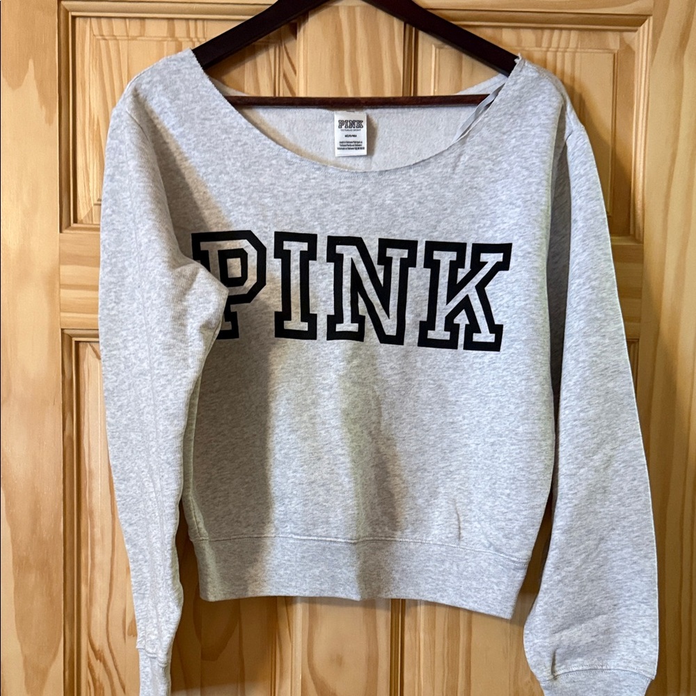 Victoria's Secret Heather Gray PINK Sweatshirt ladies size medium, like new Firm